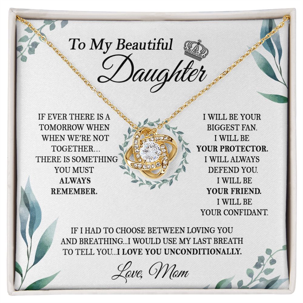Daughter Mom - I Love You Unconditionally - Love Knot Necklace