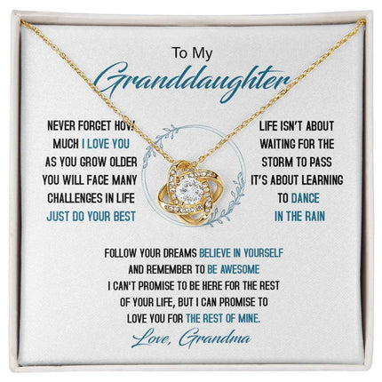 To My Granddaughter - Just Do Your Best - Love Knot Necklace SO161V - Charming Present