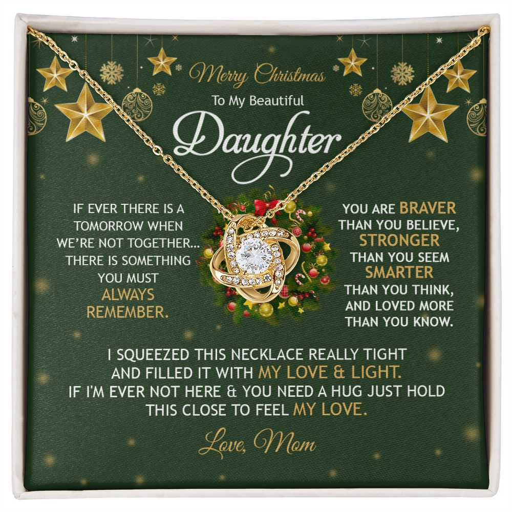 Daughter Mom - Merry Christmas - You Mean To Me - Love Knot Necklace