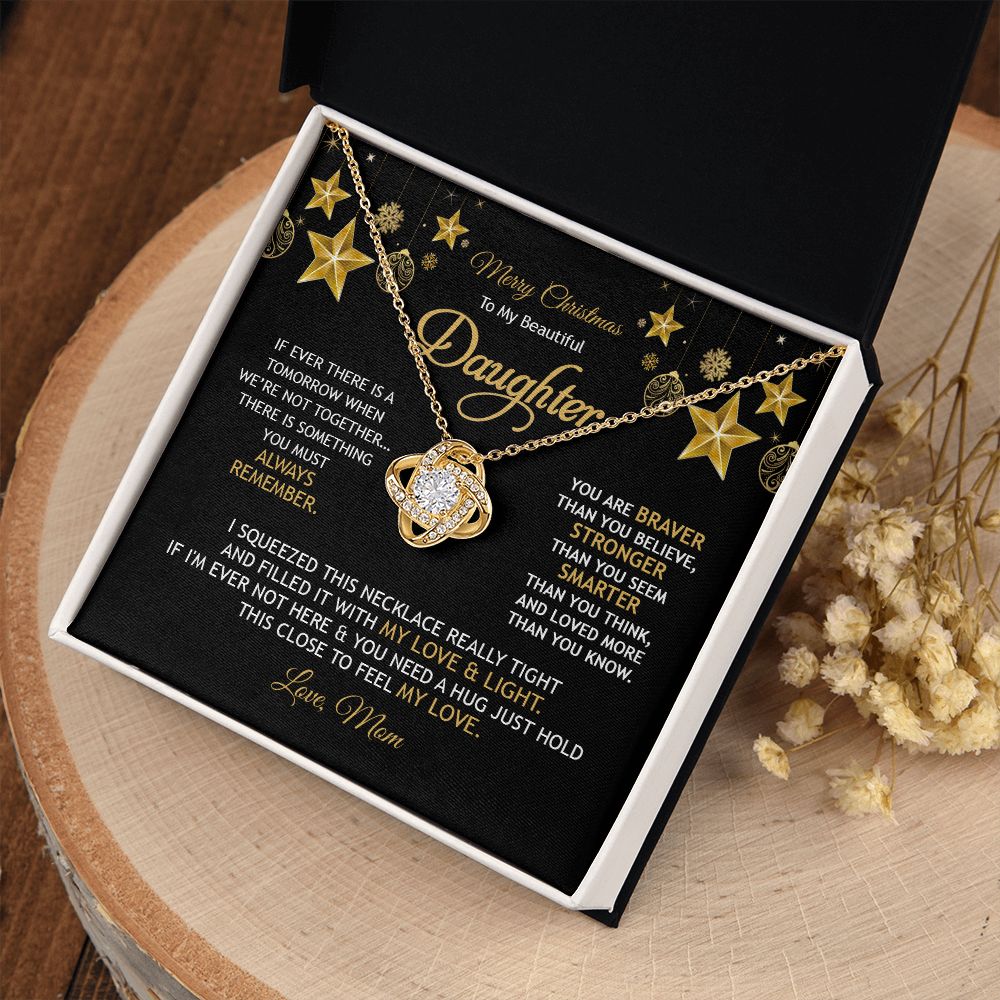 Daughter Mom - Merry Christmas - Love Knot Necklace