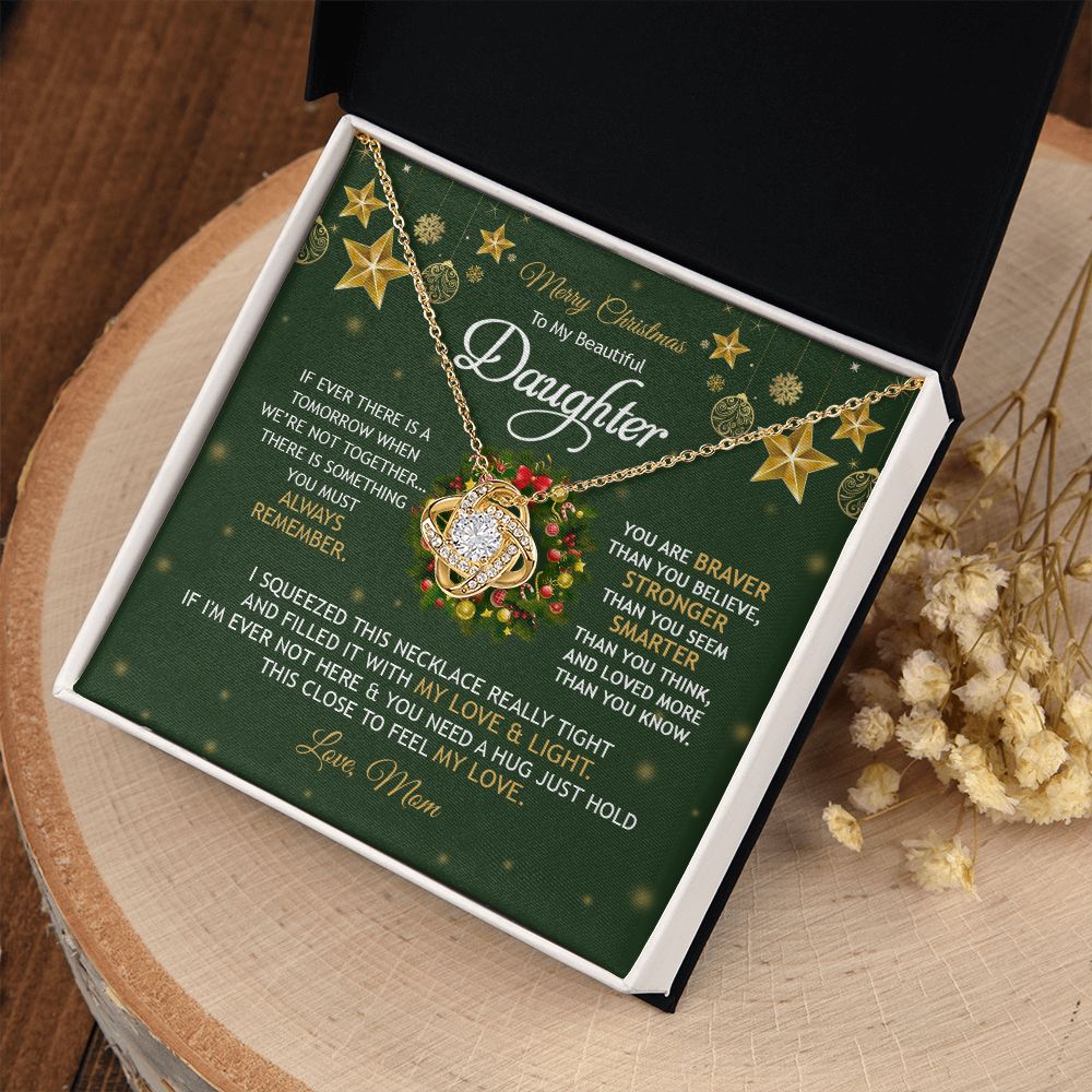 Daughter Mom - Merry Christmas - You Mean To Me - Love Knot Necklace