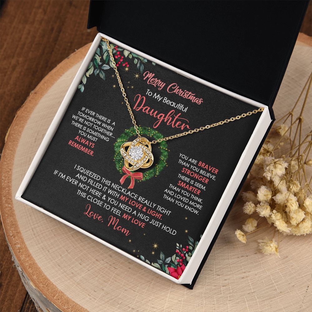 Daughter Mom - Merry Christmas - Love Knot Necklace