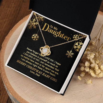 Daughter Dad - Merry Christmas - Love Knot Necklace - Charming Present