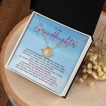 To My Granddaughter - So Proud Of You - Love Knot Necklace SO162V - Charming Present