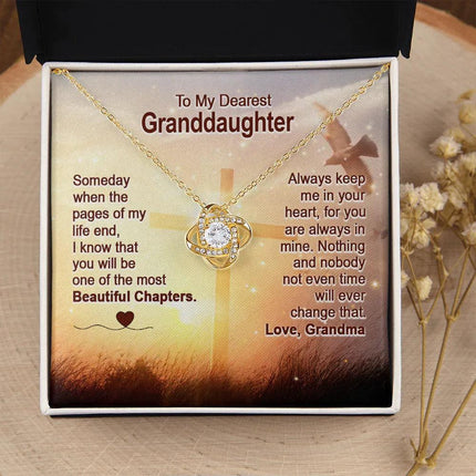 To My Dearest Granddaughter - You Are The Most Beautiful Chapter - Love Knot Necklace SO158V - Charming Present