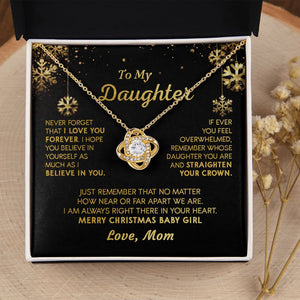 Daughter Mom - Merry Christmas - Love Knot Necklace