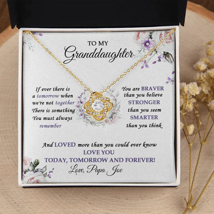 To My Granddaughter Love You Today, Tomorrow And Forever - Love Knot Necklace SO32V - Charming Present