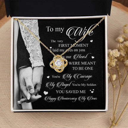 Wife Husband - I Knew Our Hearts Were Meant To Be One - Love Knot Necklace - Charming Present