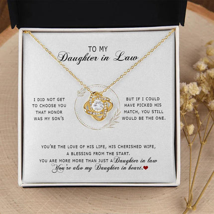 To My Daughter In Law - You're My Daughter In Heart - Love Knot Necklace SO172V - Charming Present