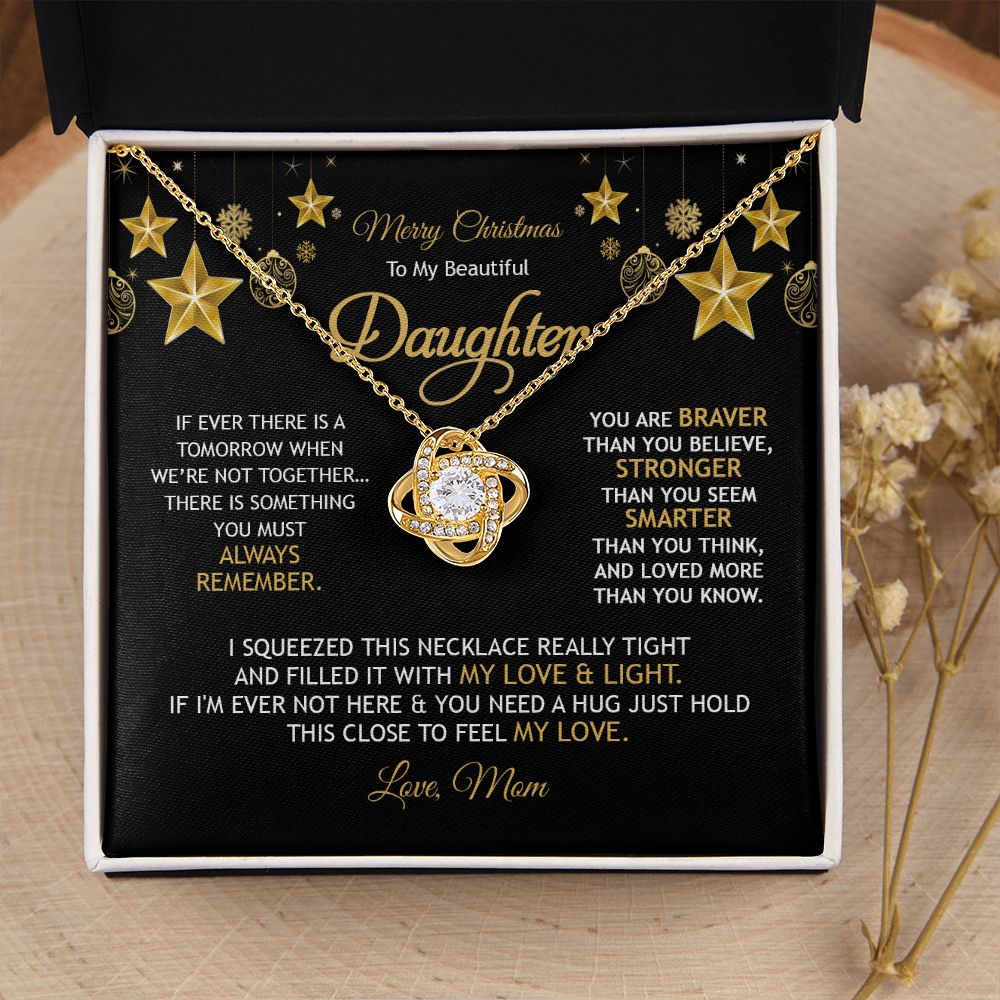 Daughter Mom - Merry Christmas - Love Knot Necklace