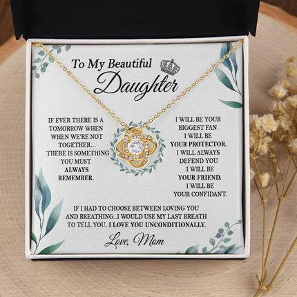 Daughter Mom - I Love You Unconditionally - Love Knot Necklace - Charming Present