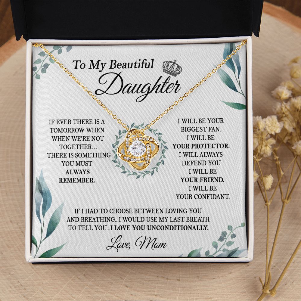 Daughter Mom - I Love You Unconditionally - Love Knot Necklace
