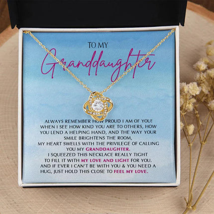 To My Granddaughter - So Proud Of You - Love Knot Necklace SO162V - Charming Present