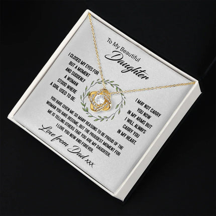 To My Beautiful Daughter - My Proudest Moment - Love Knot Necklace SO144T2 - Charming Present