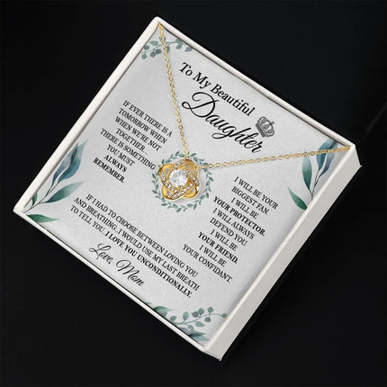 Daughter Mom - I Love You Unconditionally - Love Knot Necklace - Charming Present