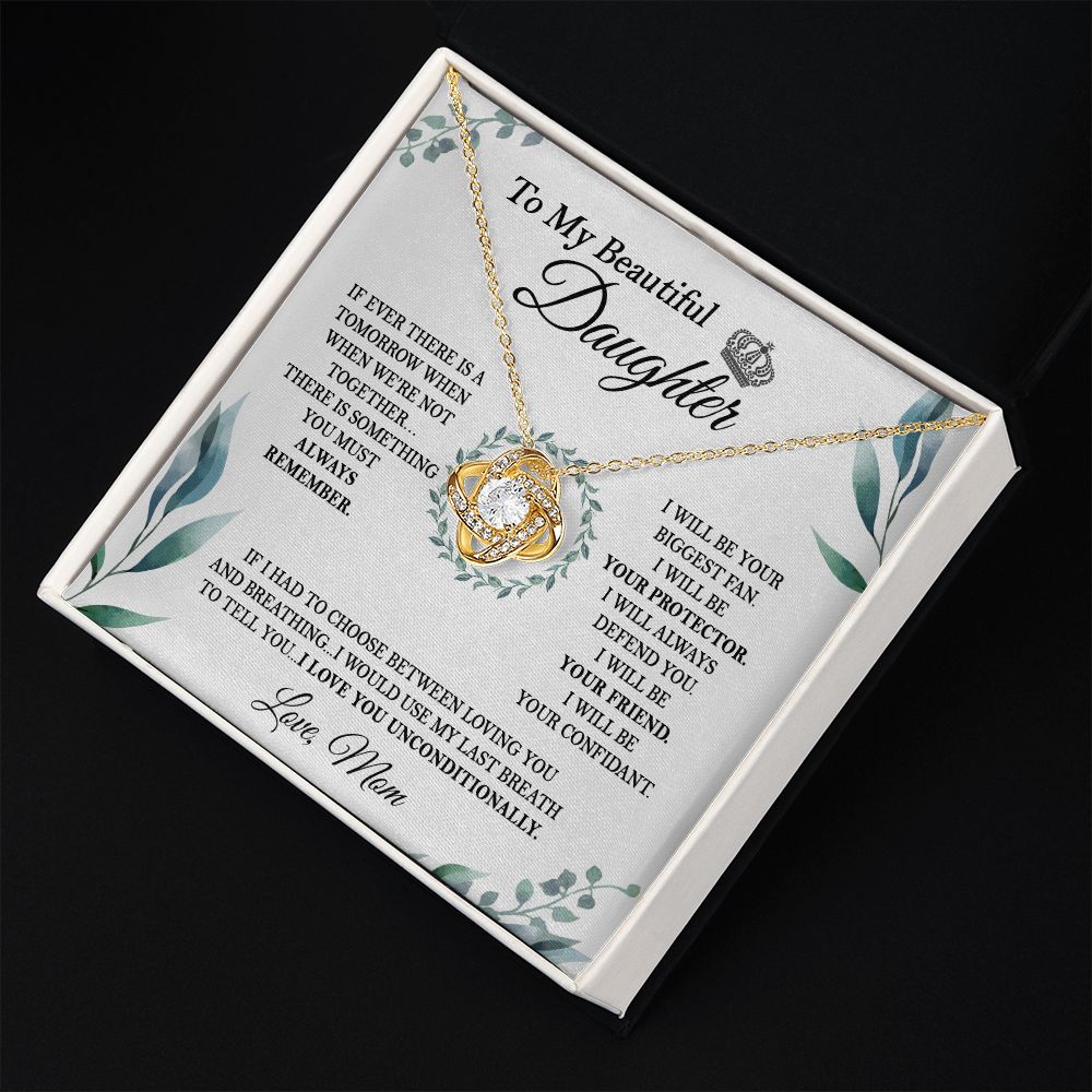 Daughter Mom - I Love You Unconditionally - Love Knot Necklace