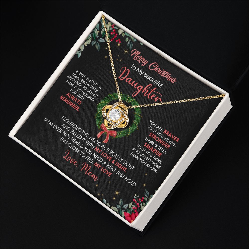 Daughter Mom - Merry Christmas - Love Knot Necklace