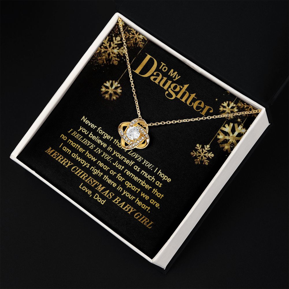 Daughter Dad - Merry Christmas - Love Knot Necklace