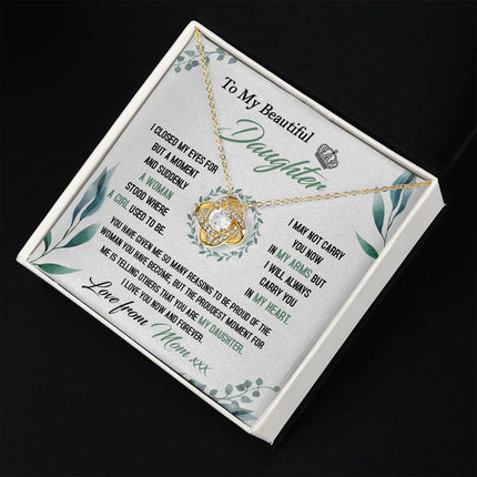 To My Beautiful Daughter - So Proud Of You - Love Knot Necklace DR22 - Charming Present