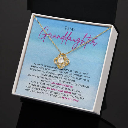 To My Granddaughter - So Proud Of You - Love Knot Necklace SO162V - Charming Present