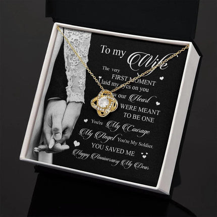 Wife Husband - I Knew Our Hearts Were Meant To Be One - Love Knot Necklace - Charming Present