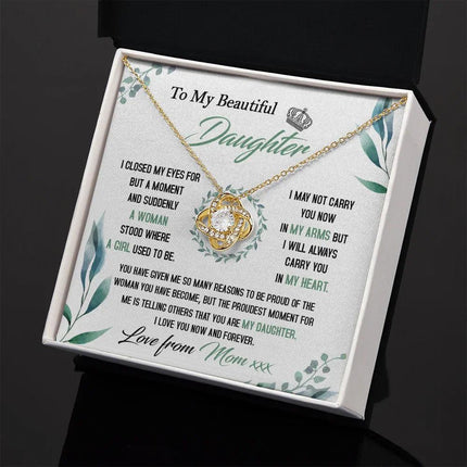 To My Beautiful Daughter - So Proud Of You - Love Knot Necklace DR22 - Charming Present