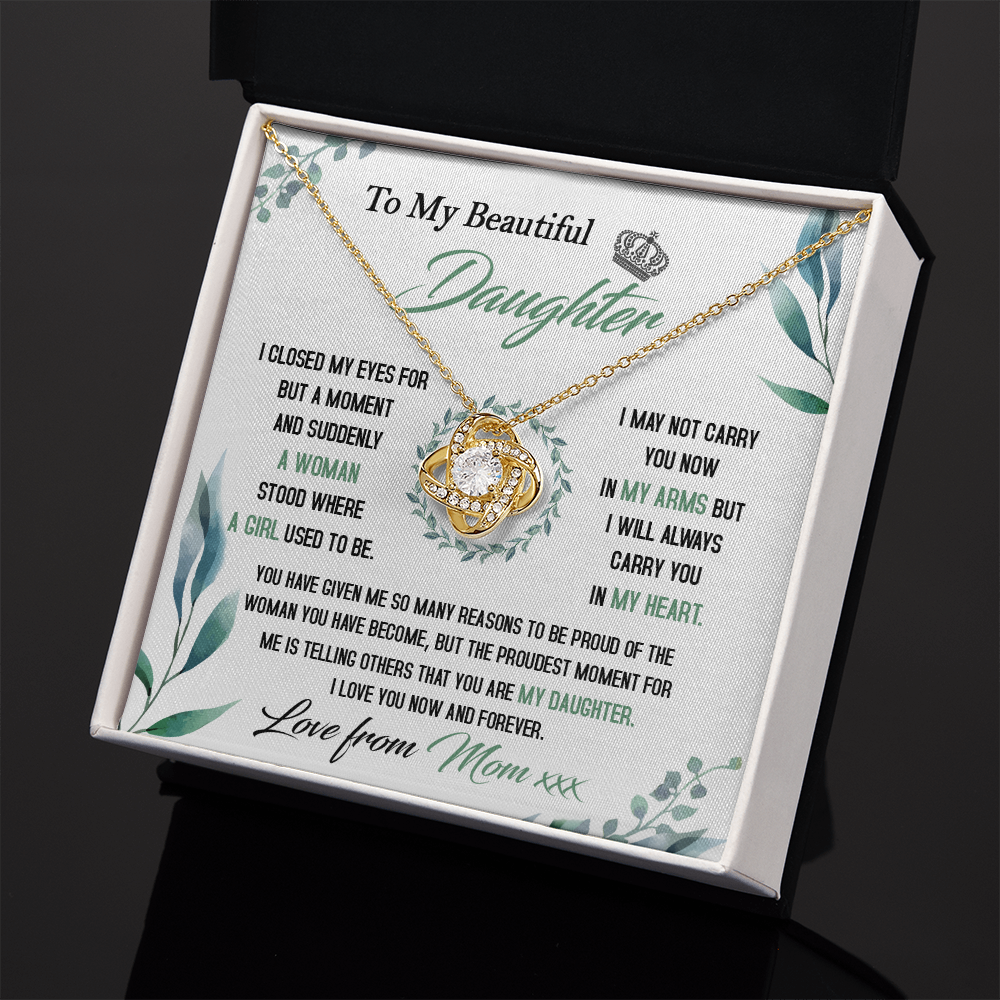 To My Beautiful Daughter - So Proud Of You - Love Knot Necklace DR22