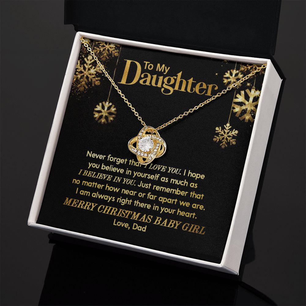Daughter Dad - Merry Christmas - Love Knot Necklace