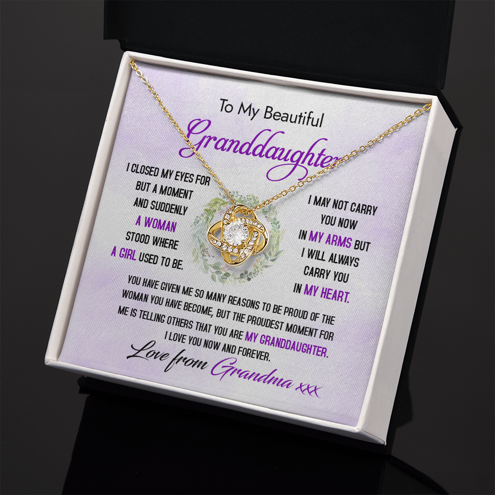 To My Beautiful Granddaughter - The Proudest Moment - Love Knot Necklace DR23