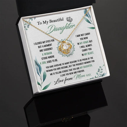 To My Beautiful Daughter - So Proud Of You - Love Knot Necklace DR22 - Charming Present