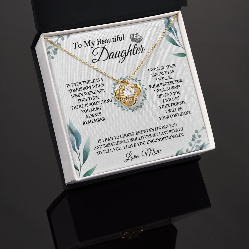 Daughter Mom - I Love You Unconditionally - Love Knot Necklace