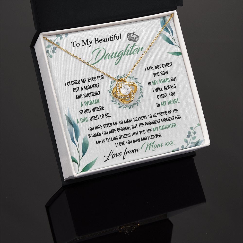 To My Beautiful Daughter - So Proud Of You - Love Knot Necklace DR22