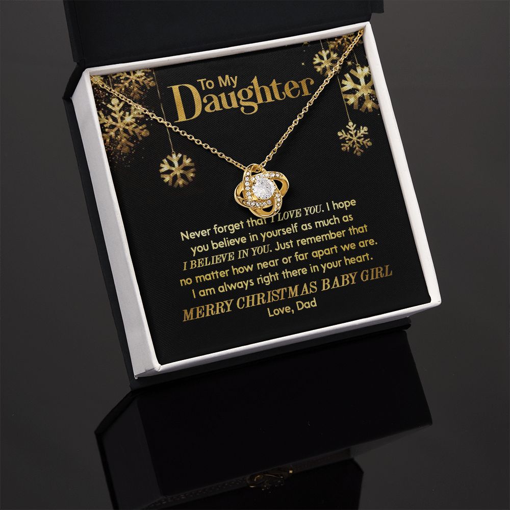 Daughter Dad - Merry Christmas - Love Knot Necklace