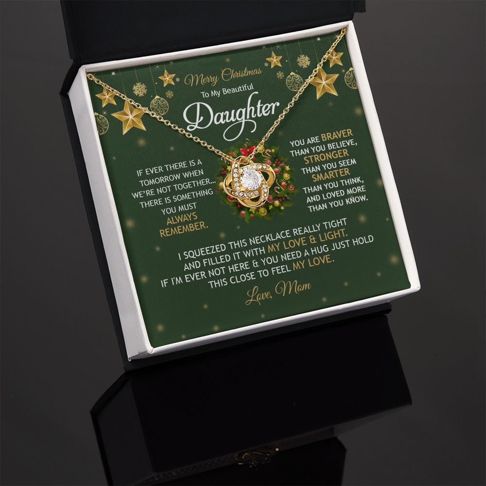 Daughter Mom - Merry Christmas - You Mean To Me - Love Knot Necklace