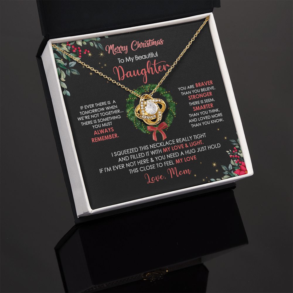 Daughter Mom - Merry Christmas - Love Knot Necklace