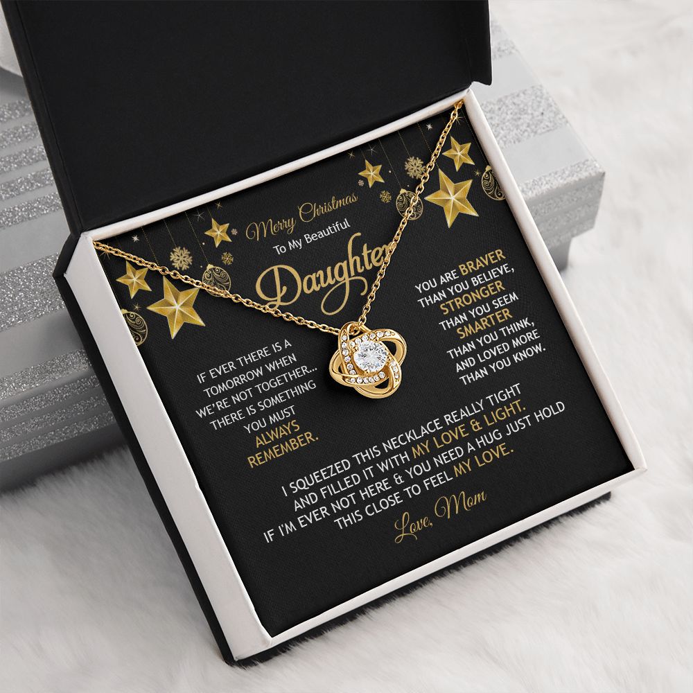 Daughter Mom - Merry Christmas - Love Knot Necklace