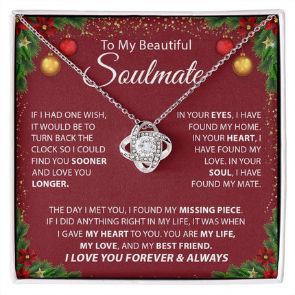 Beautiful Soulmate - I Love You Forever & Always - Love Knot Necklace - Charming Present