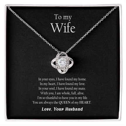 Husband Wife - Thankful To Have You In My Life - Love Knot Necklace - Charming Present