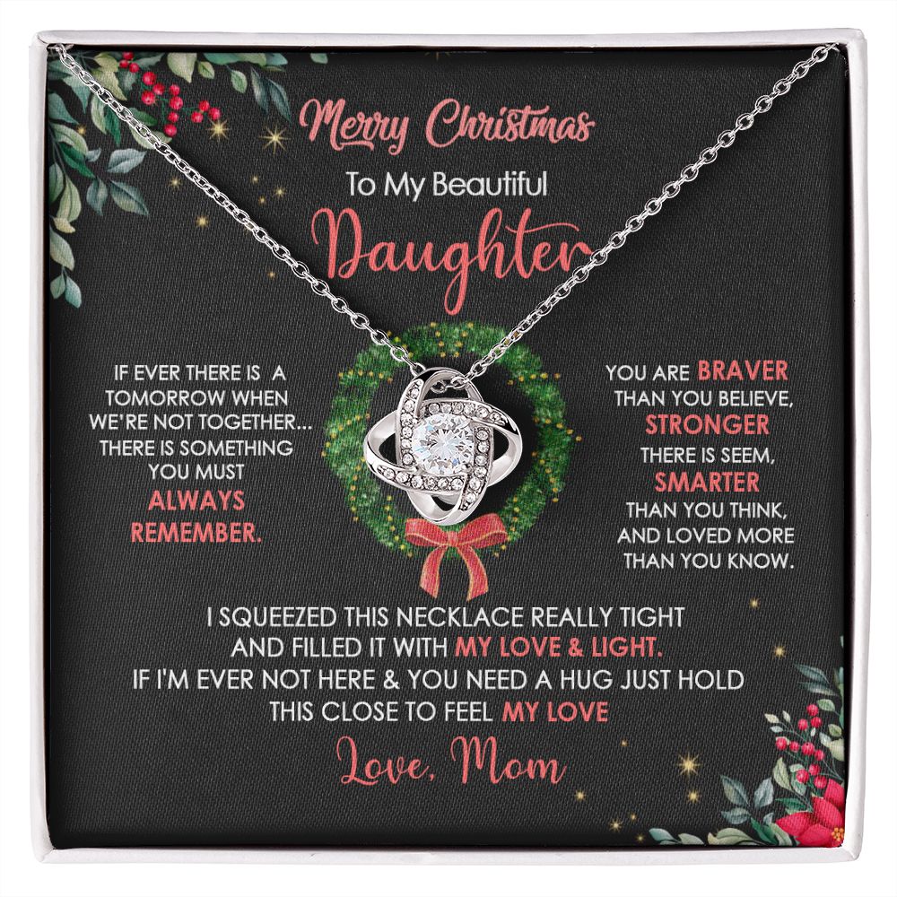 Daughter Mom - Merry Christmas - Love Knot Necklace