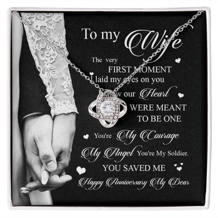 Wife Husband - I Knew Our Hearts Were Meant To Be One - Love Knot Necklace - Charming Present