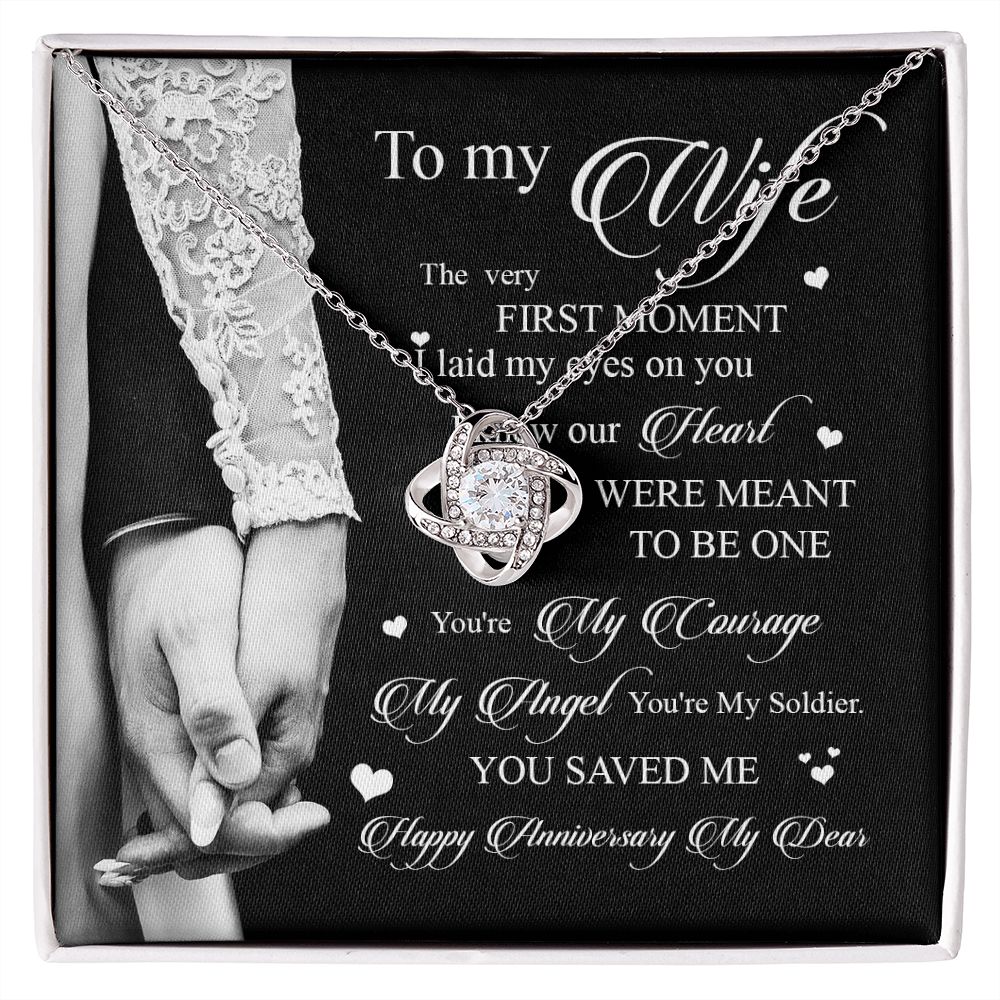 Wife Husband - I Knew Our Hearts Were Meant To Be One - Love Knot Necklace