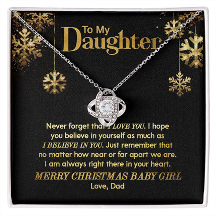 Daughter Dad - Merry Christmas - Love Knot Necklace - Charming Present