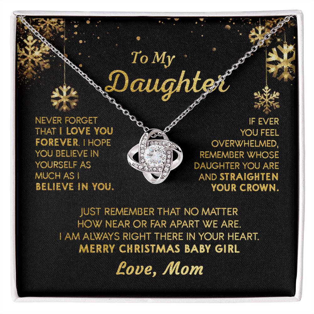Daughter Mom - Merry Christmas - Love Knot Necklace