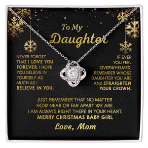 Daughter Mom - Merry Christmas - Love Knot Necklace