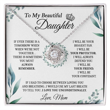 Daughter Mom - I Love You Unconditionally - Love Knot Necklace - Charming Present