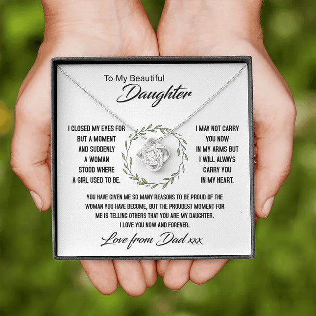 To My Beautiful Daughter - My Proudest Moment - Love Knot Necklace SO144T2 - Charming Present