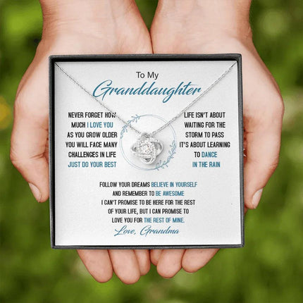 To My Granddaughter - Just Do Your Best - Love Knot Necklace SO161V - Charming Present