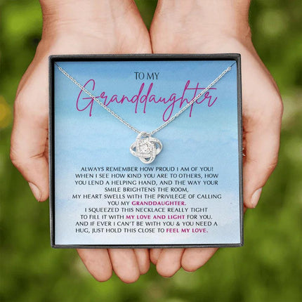 To My Granddaughter - So Proud Of You - Love Knot Necklace SO162V - Charming Present
