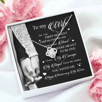 Wife Husband - I Knew Our Hearts Were Meant To Be One - Love Knot Necklace - Charming Present