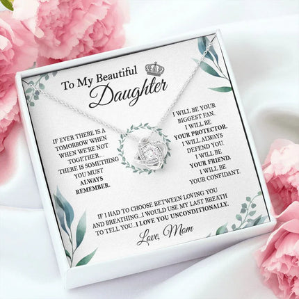 Daughter Mom - I Love You Unconditionally - Love Knot Necklace - Charming Present